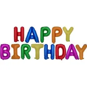 Folie Ballon Set "Happy Birthday" Kleuren Assortiment  -horecavoordeel.com-