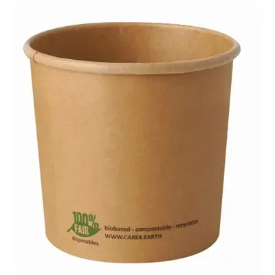 Soep Bekers Karton 760cc Bruin "Pure" "100% Fair" Rond Ø 115 x 110mm -horecavoordeel.com-