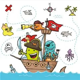 Servetten  "Pirate Crew" 3-Laags 1/4 vouw 330 x 330mm -horecavoordeel.com-