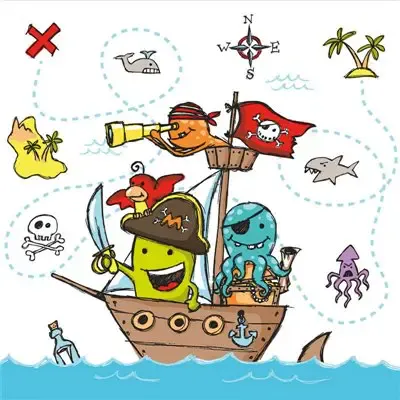 Servetten  "Pirate Crew" 3-Laags 1/4 vouw 330 x 330mm -horecavoordeel.com-