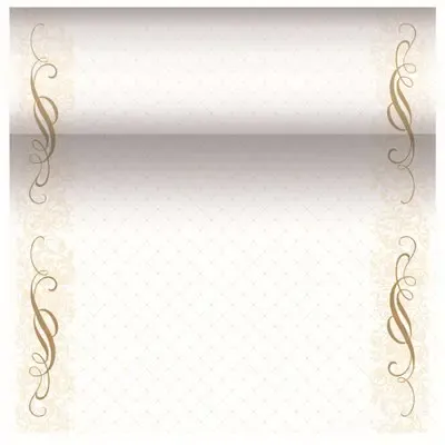 Tafelloper Goud "Megan" "Textielkarakter" Van Pulp Viscose En Tissue Mix "ROYAL Collection" 24m x 400mm