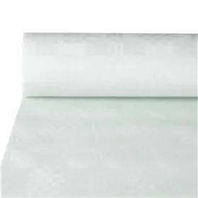 Tafelkleed Papier Rol Wit Met Damastprint 50 x 0,8 meter