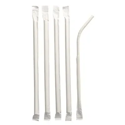 Rietjes Flexibel Papier "Pure" Wit Per Stuk Verpakt Ø 6 x 200mm