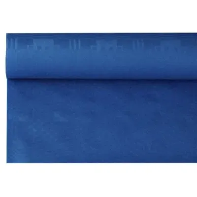 Tafelkleed Papier Rol Donkerblauw Met Damastprint 6 x 1,2 meter