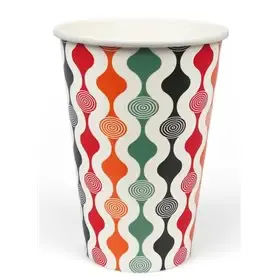 Milkshake Bekers 400ml 16 Oz Gekleurd Karton "Retro" Ø 92 x 126mm
