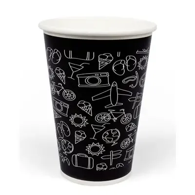 Milkshake Bekers 300ml 12 Oz Zwart Karton "Sealy" Ø 92 x 108mm