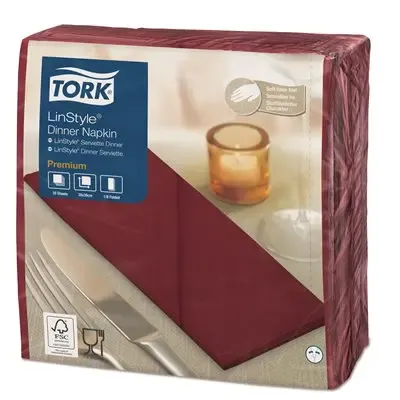 Tork LinStyle Dinnerservet Premium 1-laags Bordeaux 39x39cm 1/8-vouw -Horecavoordeel.com-