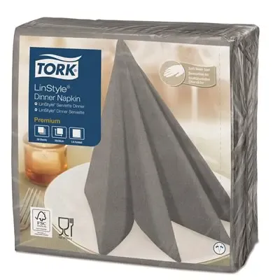 Tork LinStyle Dinnerservet Premium 1-laags Grijs 39x39cm ¼-vouw -Horecavoordeel.com-