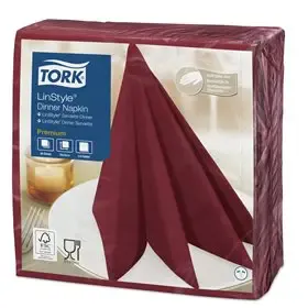 Tork LinStyle Dinnerservet Premium 1-laags Bordeaux 39x39cm ¼-vouw -Horecavoordeel.com-