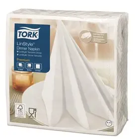 Tork LinStyle Dinnerservet Premium 1-laags Wit 39x39cm ¼-vouw -Horecavoordeel.com-