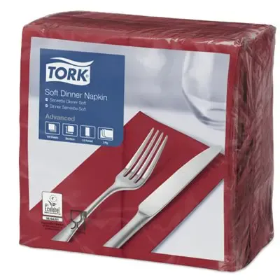 Tork Soft Dinnerservet Advanced 3-laags Bordeaux 39x39cm 1/8-vouw -Horecavoordeel.com-