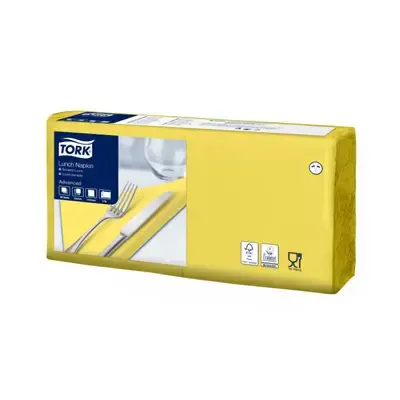 Tork Lunchservet Advanced 2-laags Geel 33x33cm ¼-vouw -Horecavoordeel.com-