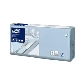 Tork Soft Lunchservet Advanced 3-laags Lichtblauw 33x33cm ¼-vouw