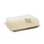 Sushi schalen Palmblad Hoekig 150cc H 4,4 x 17,5 x 12,2cm Natuur Combinatieverpakking met RPET Deksels