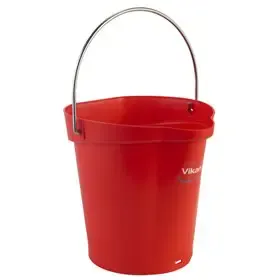 Emmer 6 Liter Van Polypropyleen En Roestvrij Staal 260x270x258mm Rood -Horecavoordeel.com-