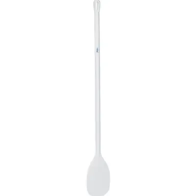 Witte Roerspatel Met Lange Steel Van Polypropyleen Steel 1200mmxø 31mm Spatelblad Zonder Gaten 160x270mm -Horecavoordeel.com-
