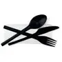 Refork Bestekset Vork Mes Lepel Zwart met Wit Servet in Papieren zakje  -Horecavoordeel.com-