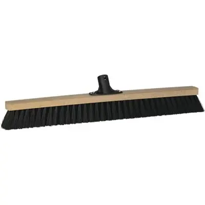 Vikan Classic Blank Houten Veger - Zwarte Medium Vezels - met Steelaansluiting - 620mm