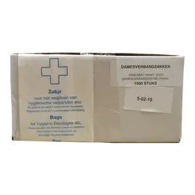 Damesverbandzakjes papier  Papieren Zakjes  27,5 x 11,5 x 7,5 cm Verpakking 1.000 zakjes   -Horecavoordeel.com-