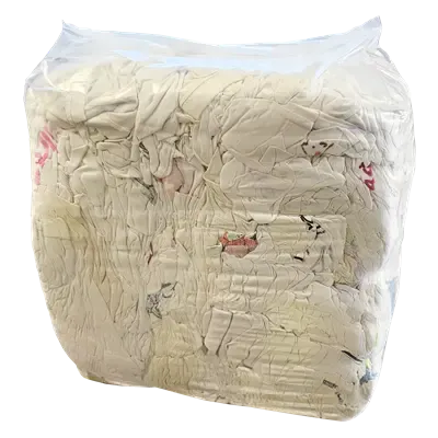 Poetsdoeken Wit met Gekleurd Randje 2de Kwaliteit Wit WTR Verpakking 10 kilo in folie  -Horecavoordeel.com-